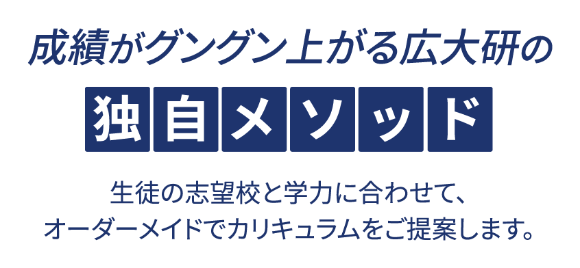 広大研の独自メソッド　生徒の志望校と学力に合わせて、オーダーメイドでカリキュラムをご提案します