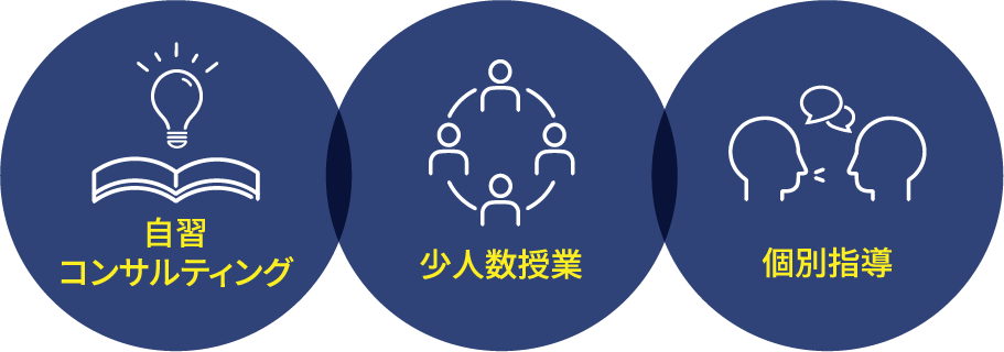 自習コンサルティング、少人数授業、個別指導