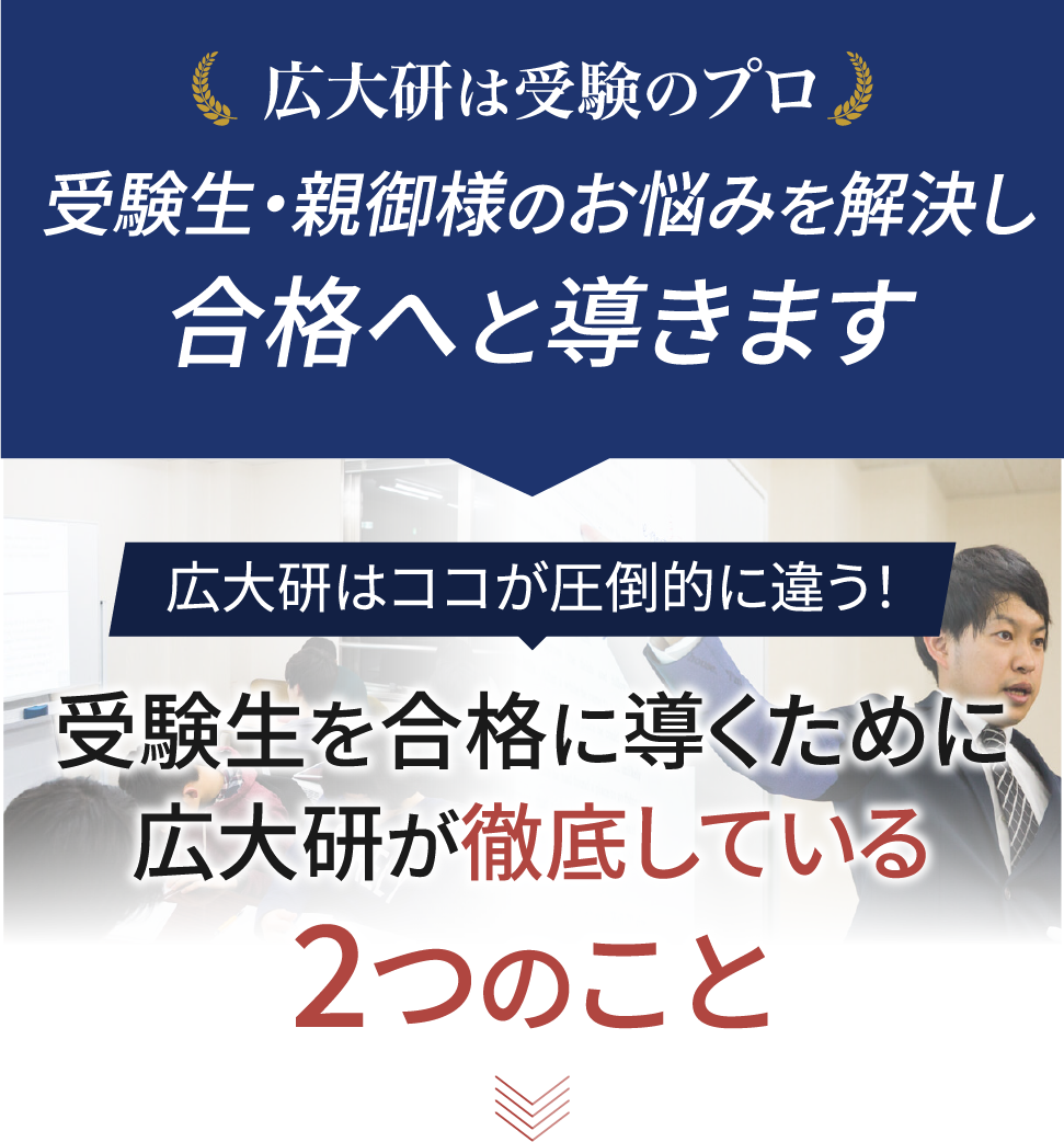 広大研は大学受験のプロ。志望校合格へと導きます。
